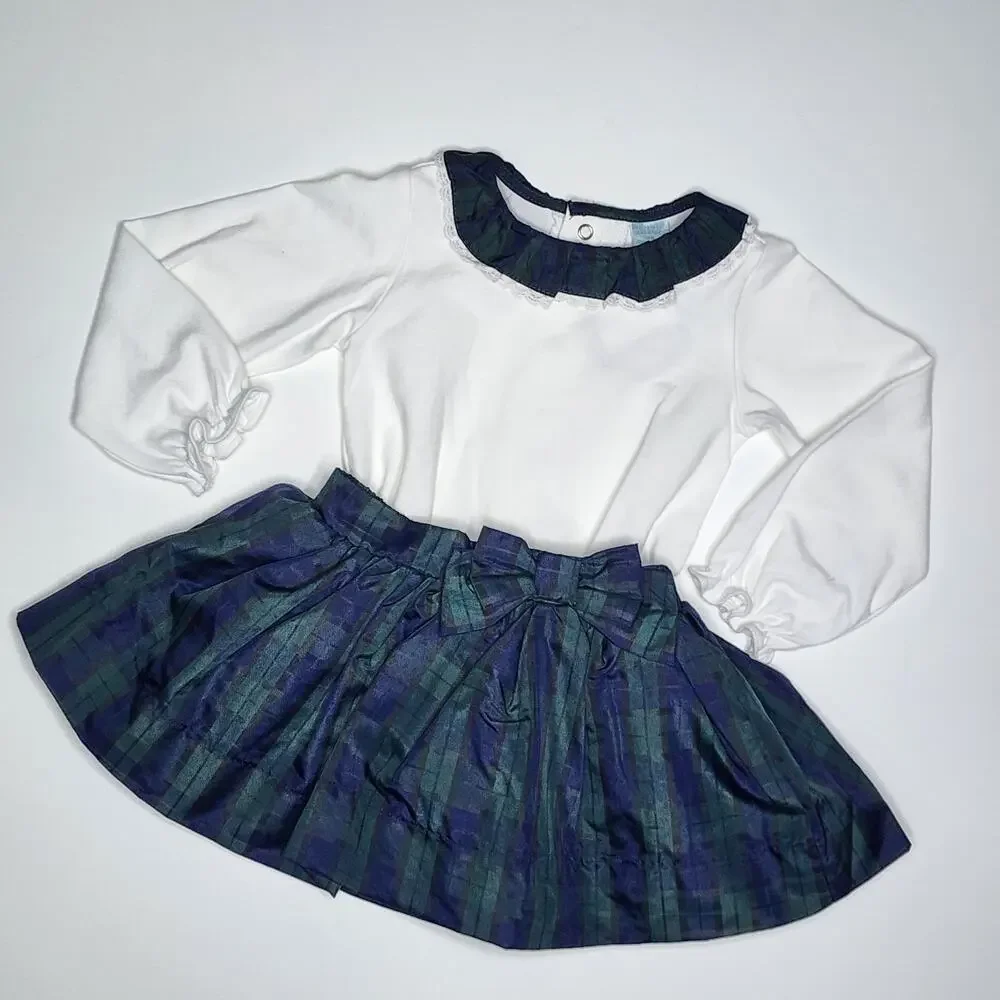 Edgehill Collection Blue Plaid Fancy Holiday Skirt Set Darby Fallon Size 18 M